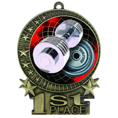 3" Full Color Weight Lifting Medals