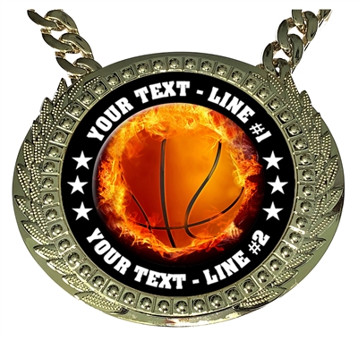 Personalized Flame Basketball Champion Champ Chain