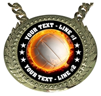Personalized Flame Volleyball Champion Champ Chain