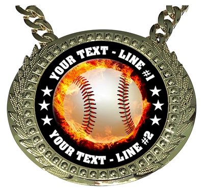 Personalized Flame Baseball Champion Champ Chain