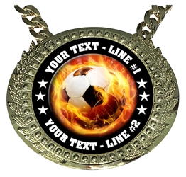 Personalized Flame Soccer Champion Champ Chain