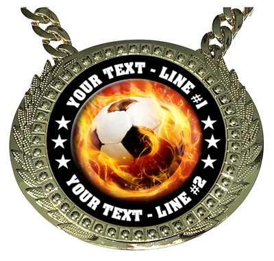 Personalized Flame Soccer Champion Champ Chain