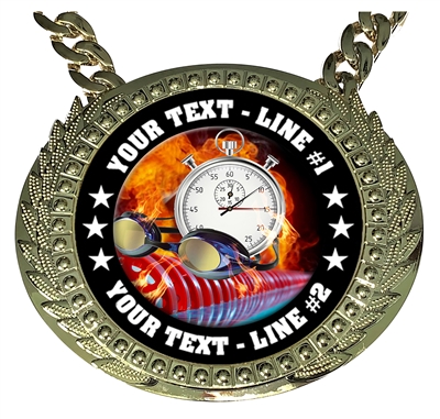 Personalized Flame Swimming Champion Champ Chain