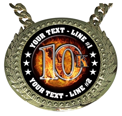 Personalized Flame 10K Champion Champ Chain