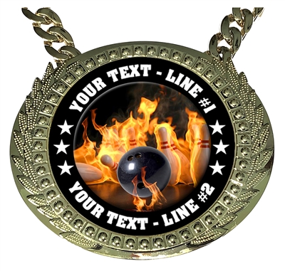 Personalized Flame Bowling Champion Champ Chain
