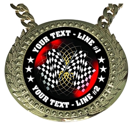 Personalized Auto Racing Flag Champion Champ Chain