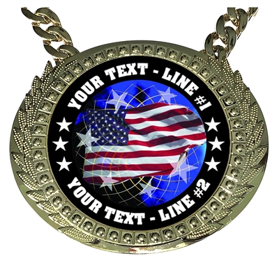 Personalized American Flag Champion Champ Chain