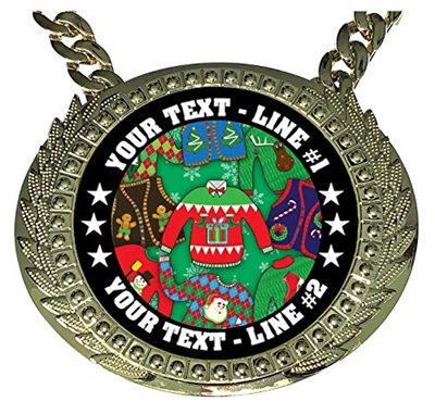 Personalized Ugly Sweater Christmas Champion Champ Chain