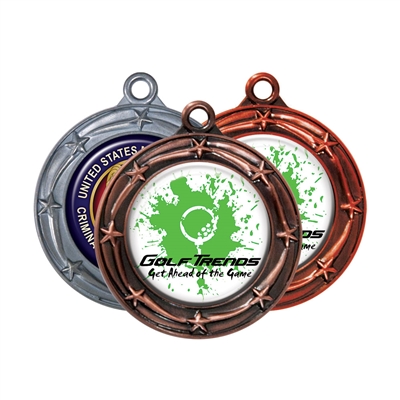 3" Star Medals w/ 2" Full-Color Custom Insert sl-033a