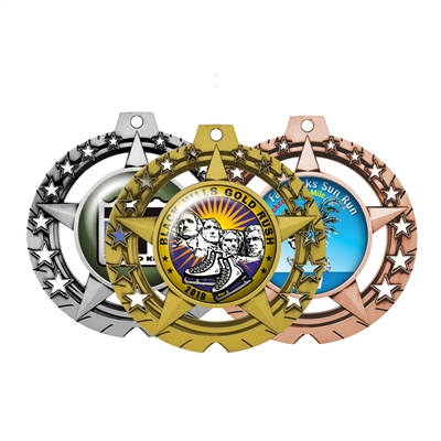 3-3/4" Star Medal w/ 2" Full-Color Custom Insert