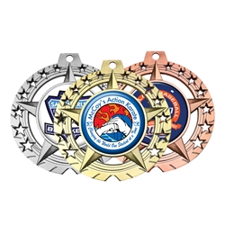 3-3/4" Bright Star Medal w/ 2" Full-Color Custom Insert