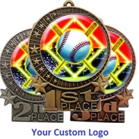 3" 1st 2nd 3rd Place Star Medals w/ 2" Full Color CUSTOM Insert SL-XMD700